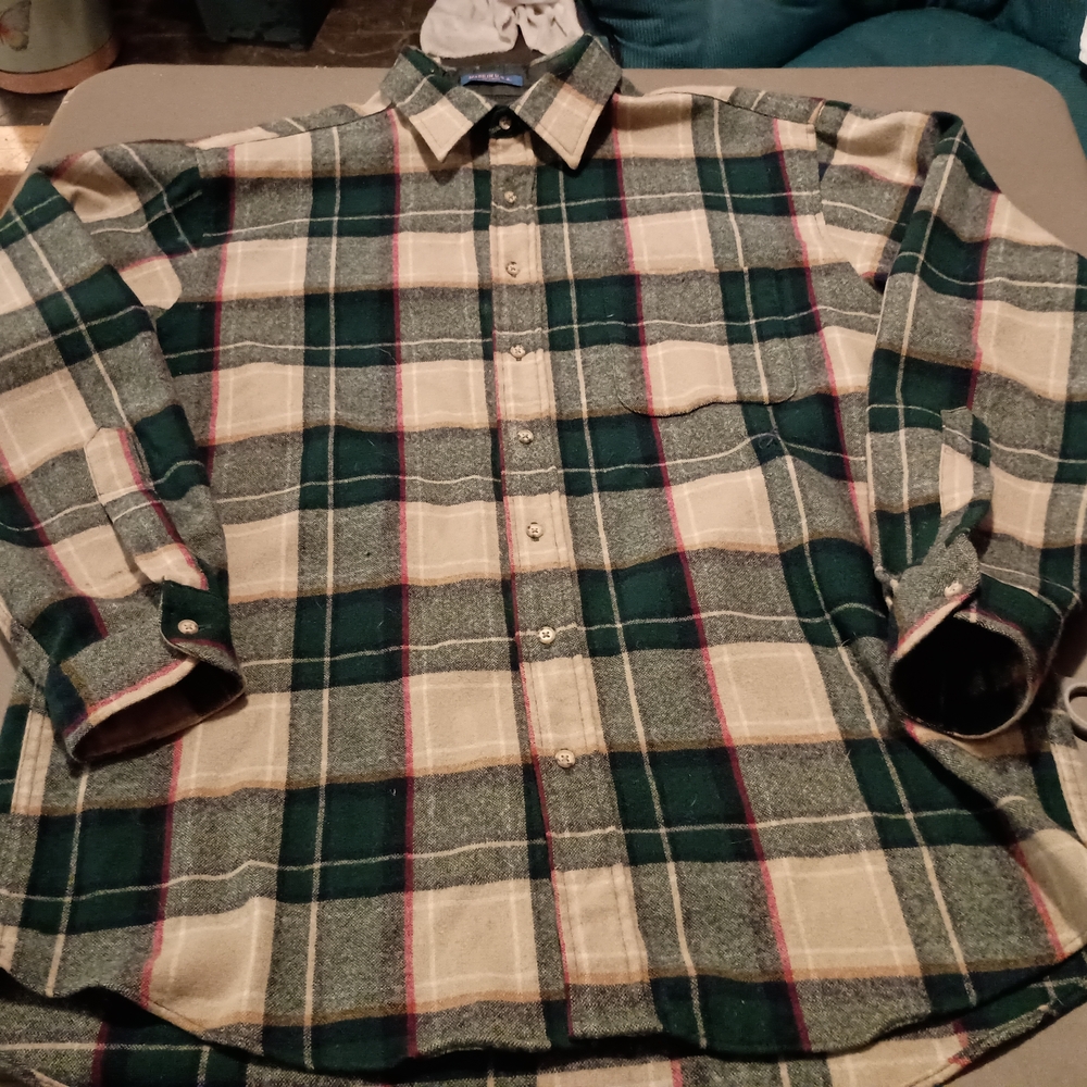 Pendleton Green and Cream Plaid Button Down Shirt
